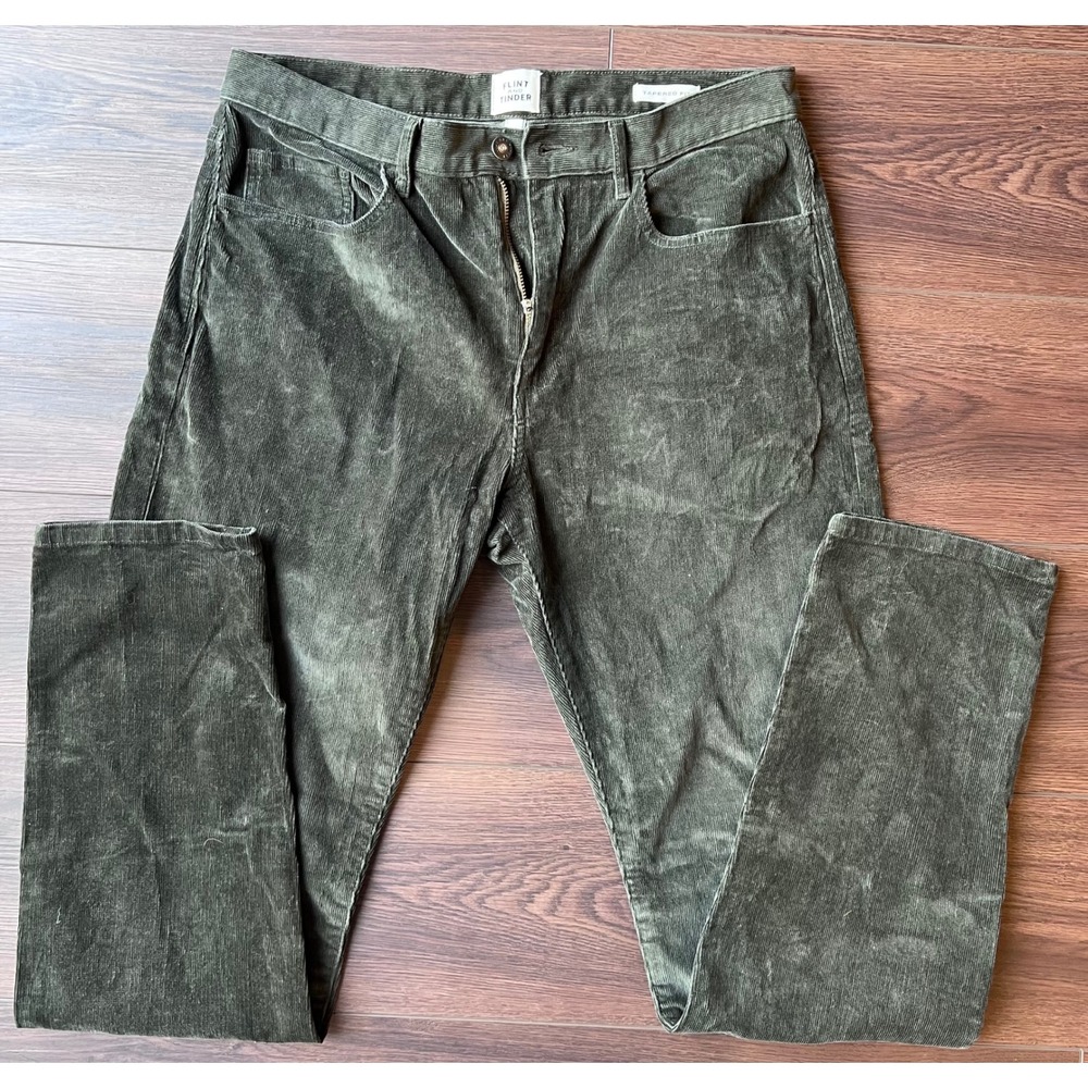 Flint and Tinder 365 Corduroy Tapered Fit Pants Olive Green Mens 32x32
